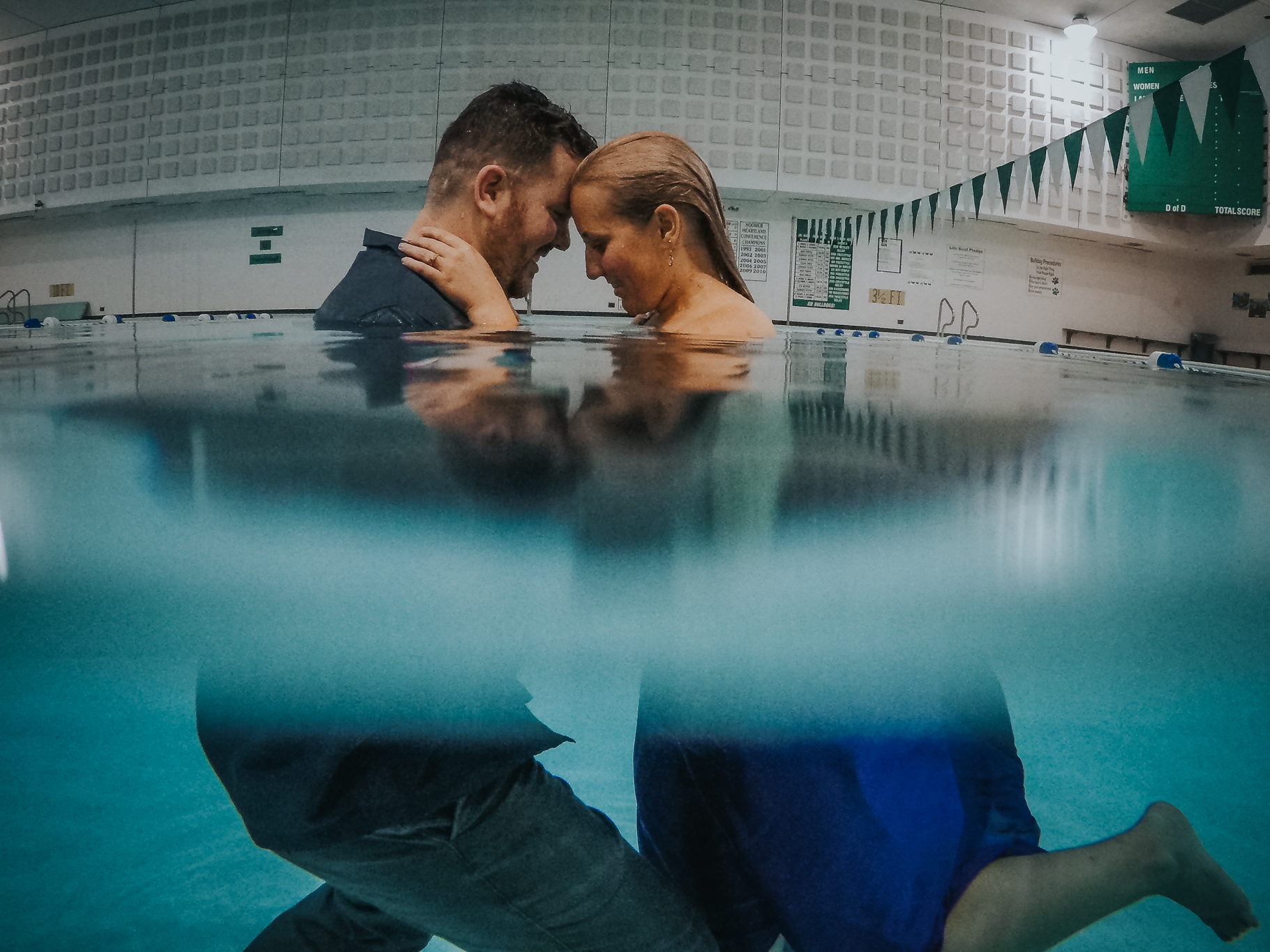 Engagement session in a pool