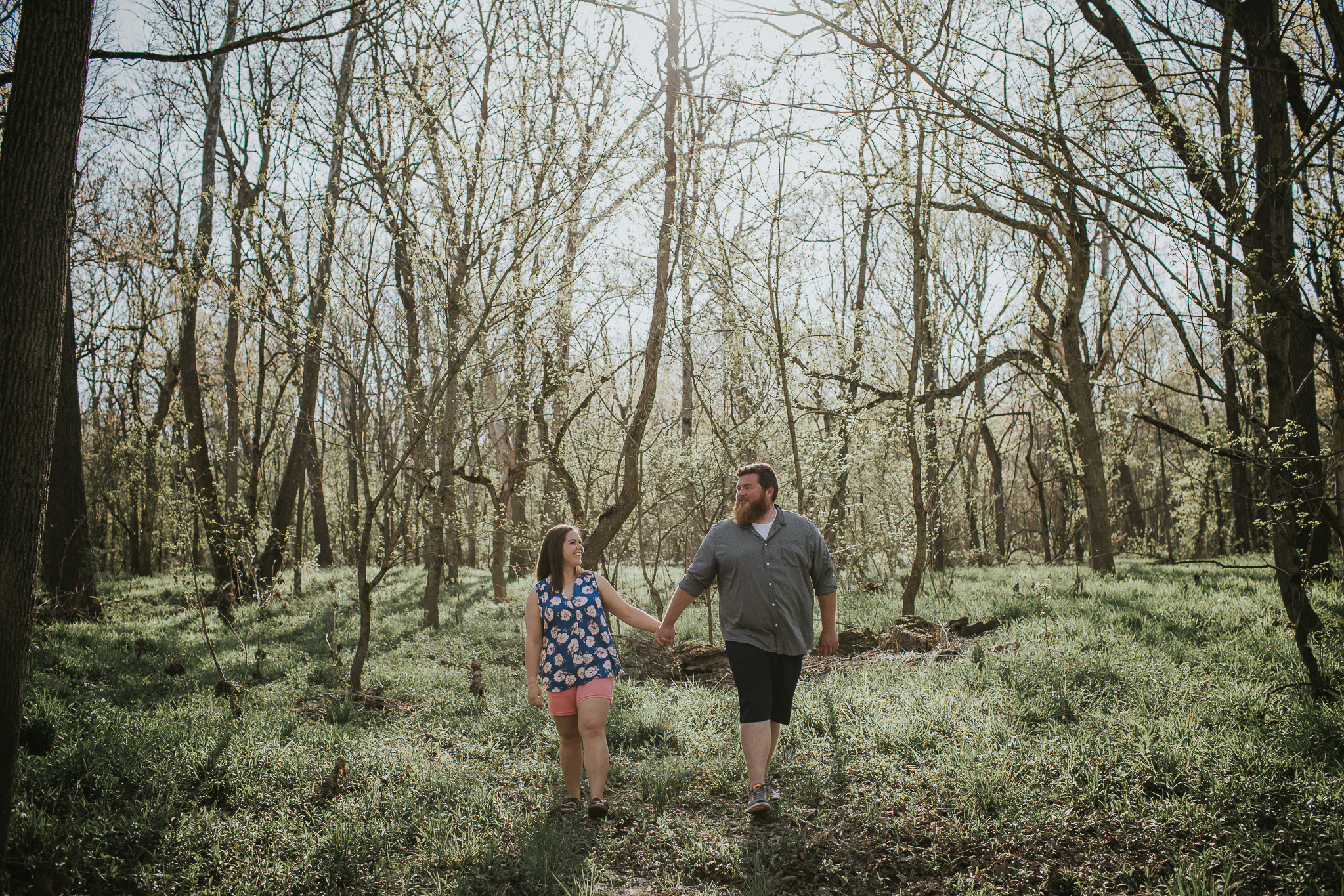 blossoming spring trees engagement
